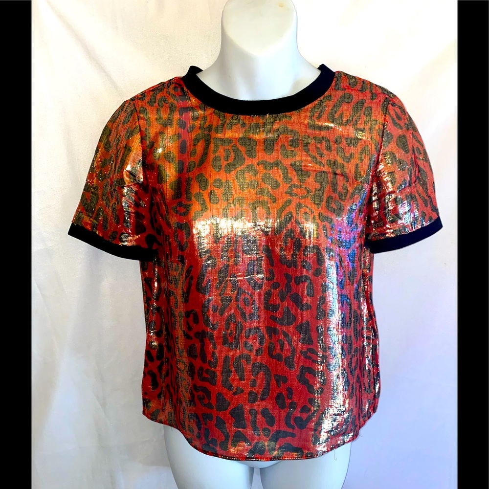 Alice + Olivia Leopard Print Silk  Top
